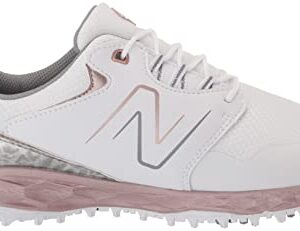 New Balance Women's Fresh Foam Link SL v2 Golf Shoe, White/Rose Gold, 8.5