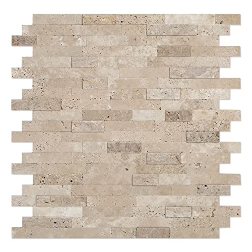 SpeedTiles CAIRO Timeless Natural Stone Tiles - Modern Peel & Stick Marble Tiles for Kitchen Backsplash, Fireplace, Interior Wall - 3X Faster Installation with No Mortar, No Grout - 6-Pack (5.68 sqf)