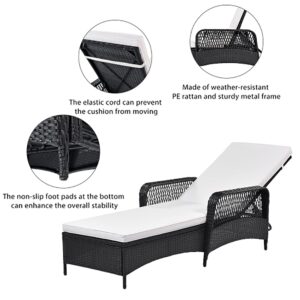 QWEZXCMI Patio Chaise Lounges, Outdoor Garden Pool PE Rattan Wicker Reclining Chaise with Cushion and Armrest, Wicker Sun Lounger with Adjustable Backrest,1pc