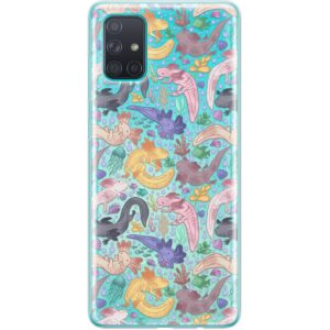 TPU Phone Case Compatible with Samsung A72 A71 5G A70 A51 A50 A32 A21 A11 A12 A13 A14 A01 Sea Ocean Animals Pastel Durable Clear Adorable Cute Axolotl Silicone Lightweight Protective Cover Soft