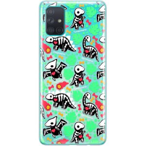 TPU Phone Case Compatible with Samsung A72 A71 5G A70 A51 A50 A32 A21 A11 A12 A13 A14 A01 Dinosaurs Skeleton Kawaii Flexible Lightweight Kids Clear Cute Shockproof Durable Protective Bones