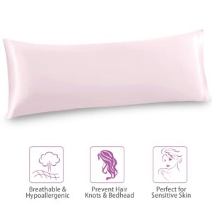 Cobedzy Satin Body Pillow Cover, 20x54 Body Pillow Cover Cooling, Blush Pink Body Pillowcase, Soft Silky Body Pillow Case with Envelope Closure