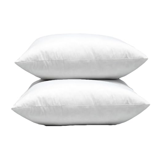 Warmwithann Set of 2, Cotton Fabric Square Pillow Inserts, Down and Feather Decorative Throw Pillows Inserts. 18"x18" Inches