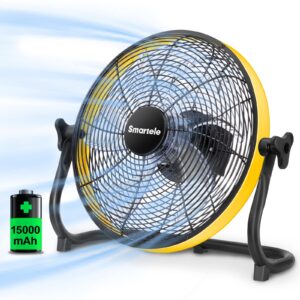 smartele ff12 battery operated fan, battery powered fan, rechargeable floor fan, cordless outdoor floor fan, battery outdoor fan, 15000mah battery, fast charging, run up to 30 hours