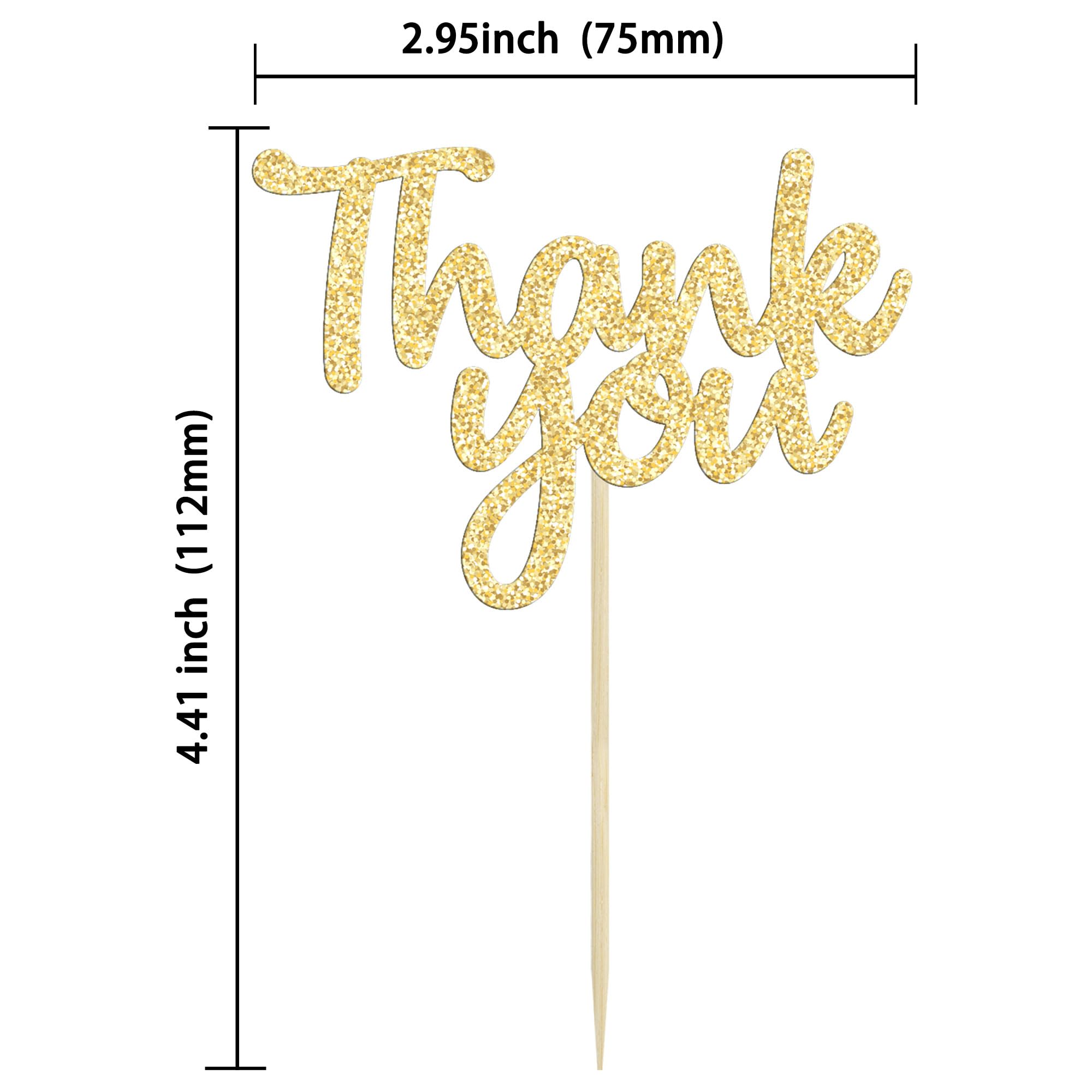 Gyufise 36Pcs Gold Glitter Thank You Cupcake Toppers Thank You Cupcake Picks for Birthday Anniversary Thanksgiving Day Wedding Bridal Party Decoration Supplies