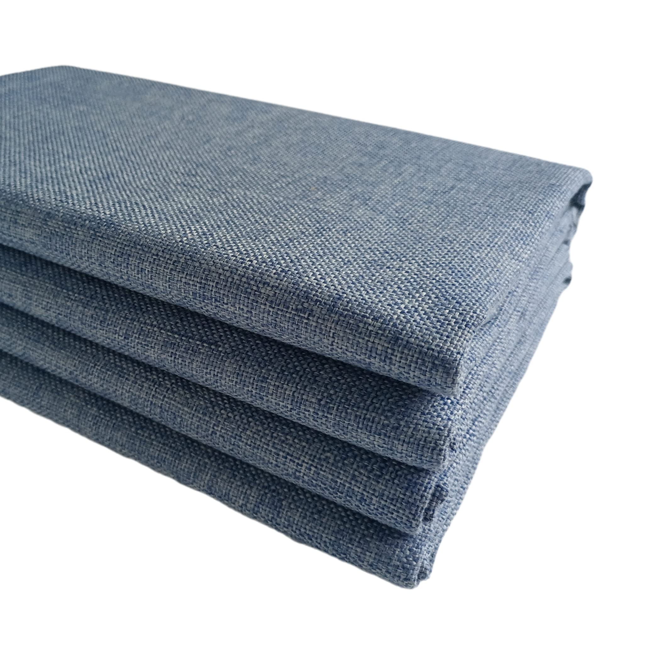 TinaKim Thick Upholstery Fabric, for Reupholster Chair Sofa Cover, Faux Linen Type Cloth Material (Grey Blue 16, 1 Yard (57x 36 inch))