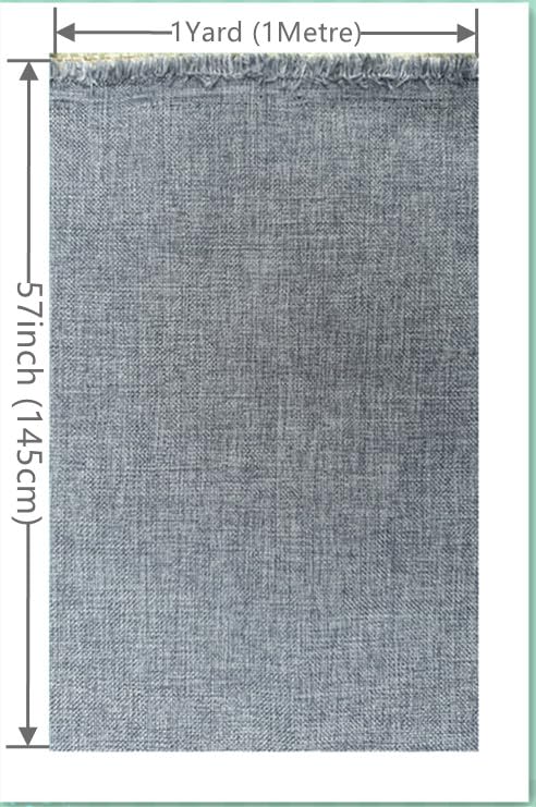 TinaKim Thick Upholstery Fabric, for Reupholster Chair Sofa Cover, Faux Linen Type Cloth Material (Grey Blue 16, 1 Yard (57x 36 inch))