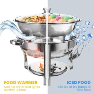 TOOCAPRO Chafing Dish Buffet Set, 2Pack Round Chafers and Buffet Warmers Sets with Glass Lid & Lid Holder Chafing Dishes Stainless Steel Catering Food Warmers For Parties Events Wedding,4-Quart