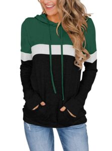 womens tops long sleeve shirts fall sweatshirts lightweight sweaters sports hoodies fashion outfits clothes ladies casual tunics loose fitting tees blouses green black medium