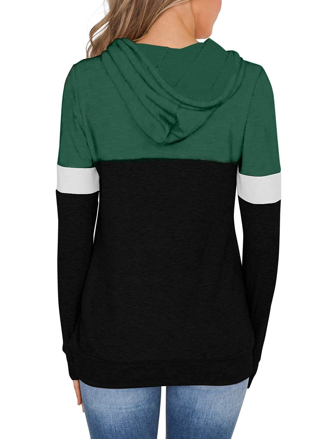 Womens Tops Long Sleeve Shirts Fall Sweatshirts Lightweight Sweaters Sports Hoodies Fashion Outfits Clothes Ladies Casual Tunics Loose Fitting Tees Blouses Green Black Medium