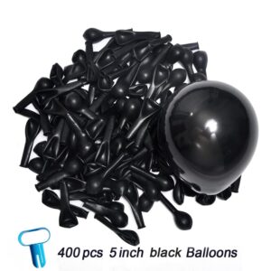 BAOKUANHU 400 Pack Black Balloons, 5 Inch Black Latex Balloons Helium Balloons Party Decorations Supplies