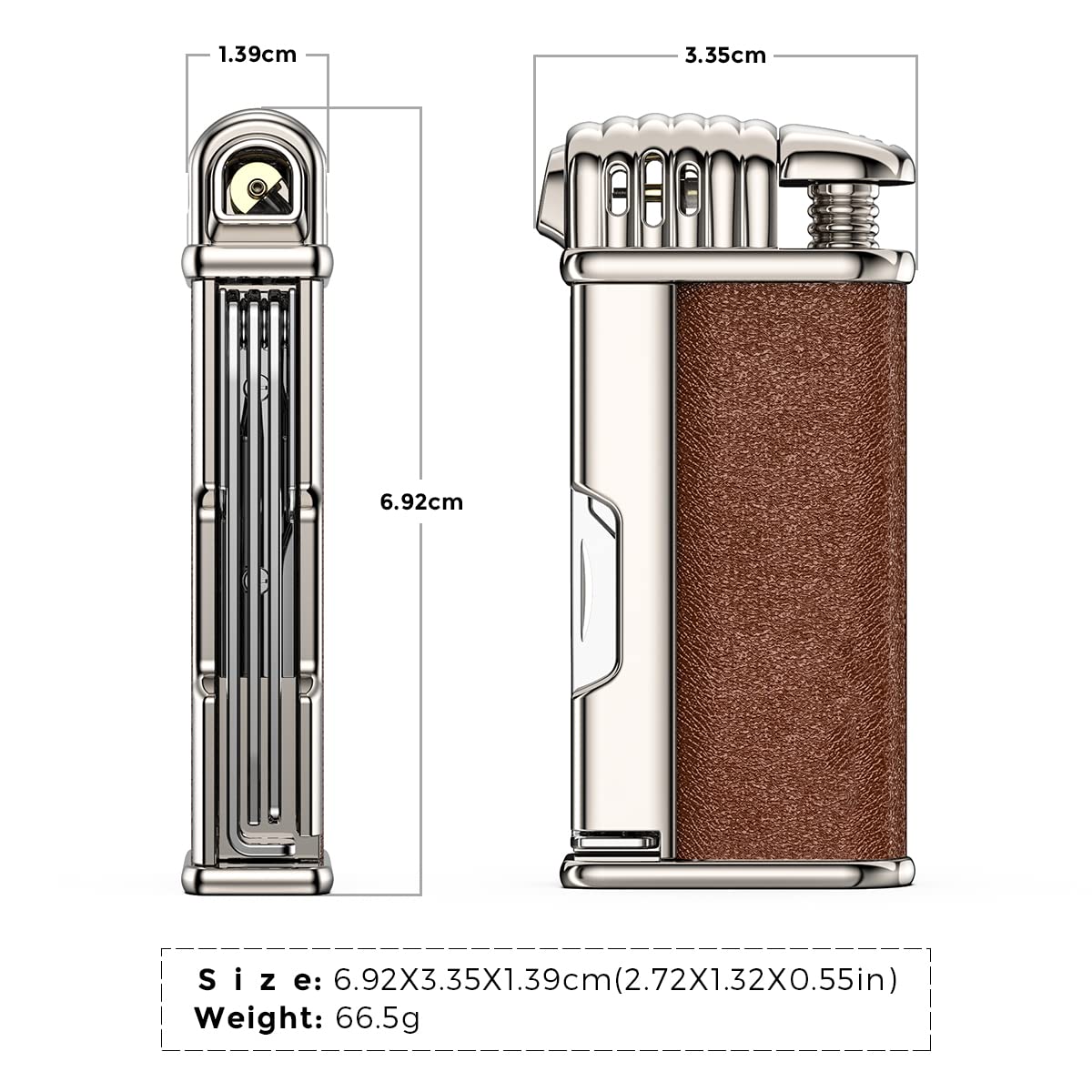 Pipe Lighter with Metal Tools Angled Soft Flame Butane Gas Refillable Gift for Men (Sold Without Gas)