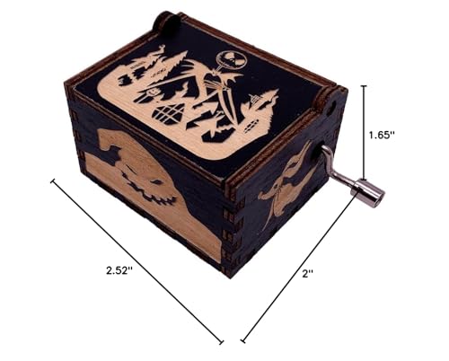 Hand Crank Music Box The Nightmare Before Christmas Laser Engraved Wood Musical Box Jack Skellington Gift for Christmas,Birthday,Valentine's Day,Mother's Day,Play This is Halloween(Image4)