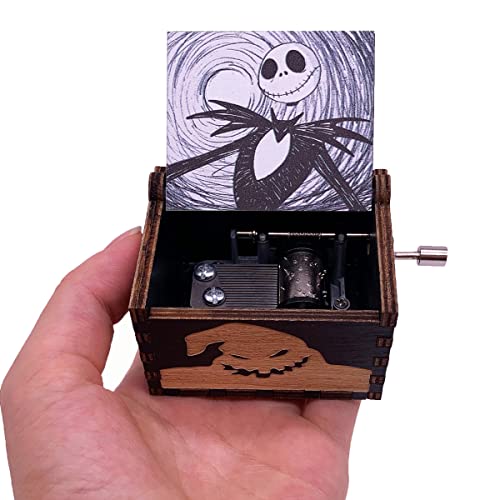 Hand Crank Music Box The Nightmare Before Christmas Laser Engraved Wood Musical Box Jack Skellington Gift for Christmas,Birthday,Valentine's Day,Mother's Day,Play This is Halloween(Image4)