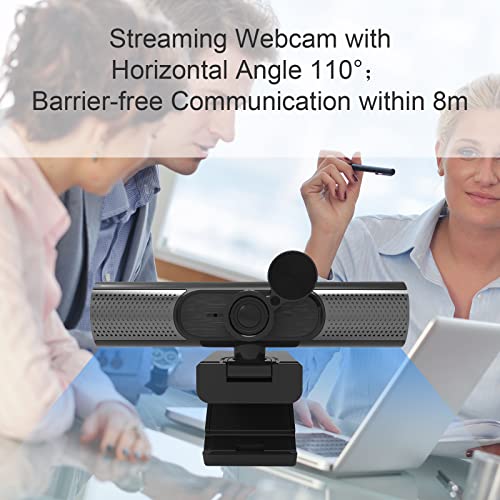 2K Webcam,Live Streaming Autofocus Dual Microphone Web Cam with Privacy Cover,110 Degree View Angle Web Camera for Video Calling, Recording, Conferencing, Gaming