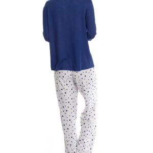 Hanes Women's Dreamscape Longsleeve Top and Pajama Bottom Butter Knit Sleep and Lounge Set, Blue/Star, Small