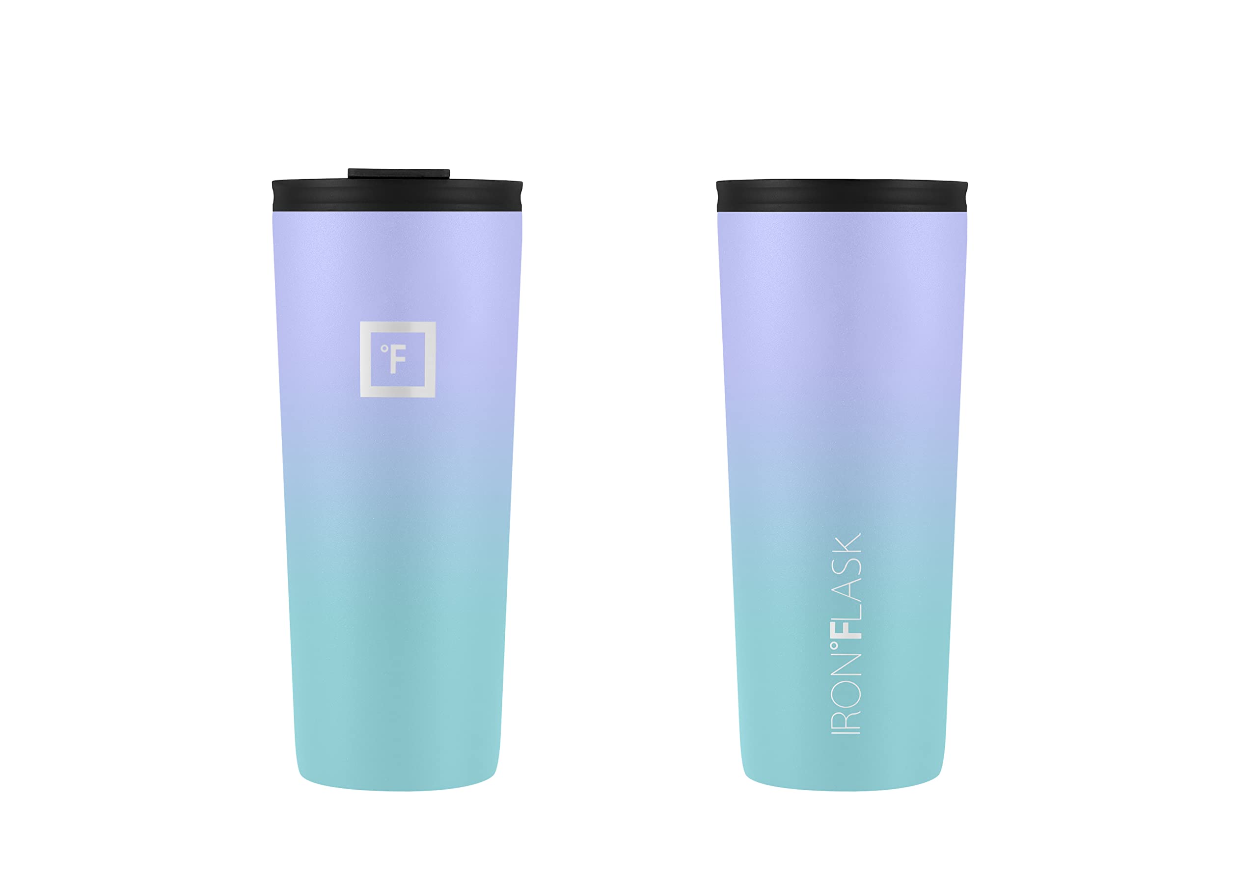 IRON °FLASK Classic Tumbler 2.0-2 Lids (Straw/Flip), Vacuum Insulated Stainless Steel Water Bottle, Double Walled, Drinking cup, Thermo Travel Mug - Cotton Candy, 24 Oz