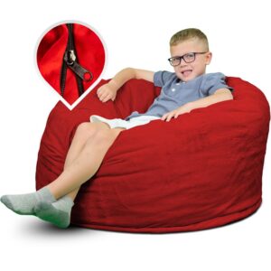 ULTIMATE SACK 3000 (3 ft.) Bean Bag Chair Cover in Multiple Colors: Cover ONLY. (3000, Red Suede)