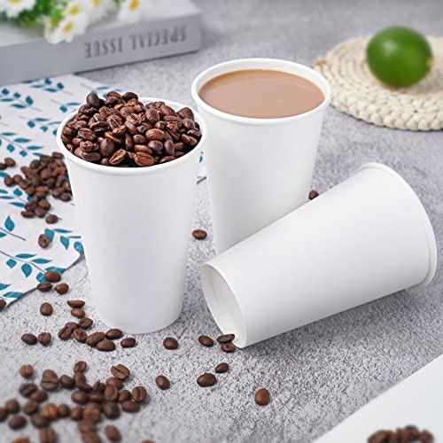 LITOPAK 210 Pack 16 oz Disposable Paper Coffee Cup, Hot/Cold Beverage Drinking Cups for Water, Paper Coffee Cups, White Paper Hot Coffee Cups, Suitable for Party, Picnic, Travel, and Events.