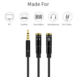 Headphone Splitter, Sorthol 3.5 mm Audio Stereo Y Splitter Extension Cable 2 Port Male to Female Dual Headphone Jack Adapter for iPhone, Samsung, PS4, Switch, Tablets