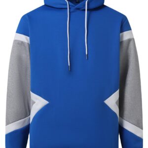 LQHHYLYX Mens Hoodie Multicolor Panel Sweatshirt Fleece Long Sleeve Sports Tops (Medium, Blue)