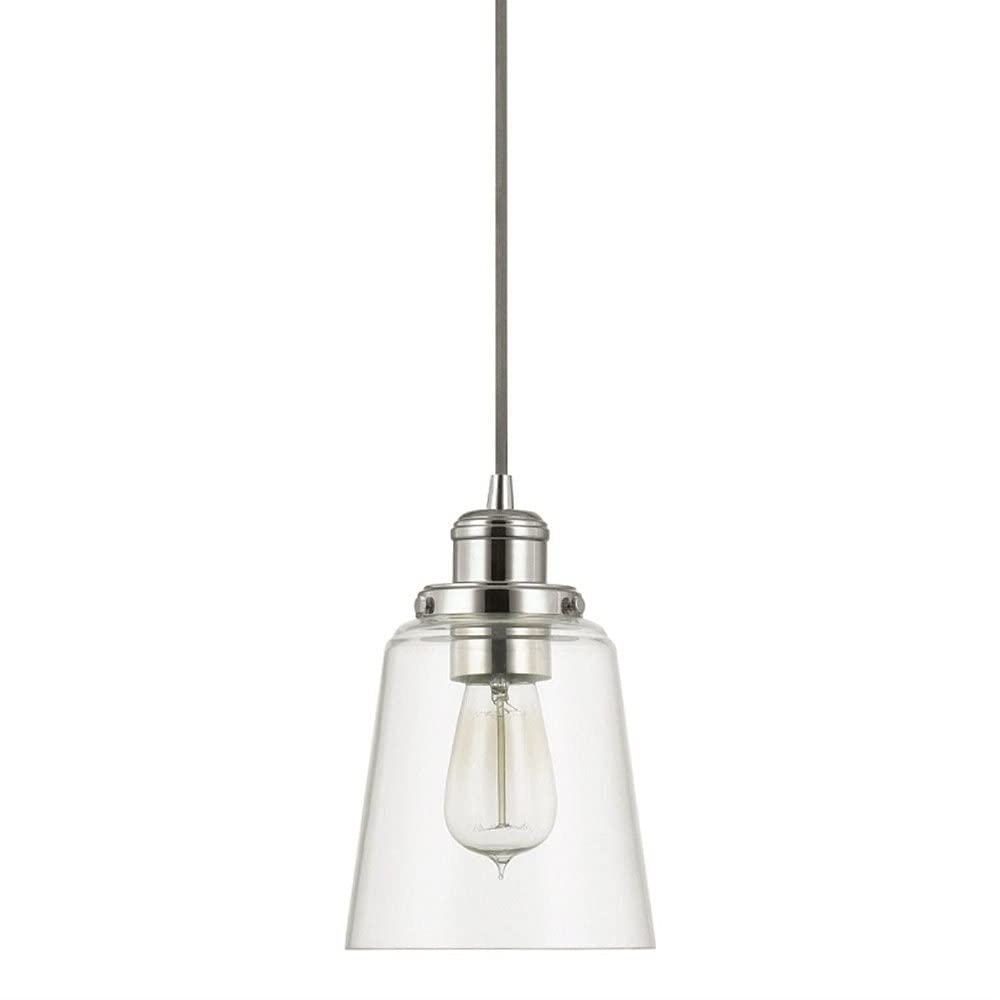 Capital Lighting 3718AB-135 Fallon Urban/Industrial Clear Glass Pendant Light Fixture, 1-Light 100 Watt, 9" H x 6" W, Aged Brass and Black