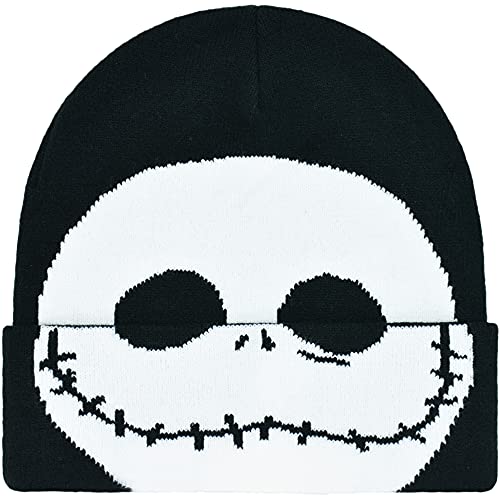 Disney Nightmare Before Christmas Jack Skellington Beanie Hat, Winter Knit Cap, Black, One Size