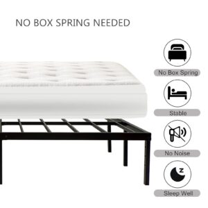 Wulanos Full Size Bed Frame 18 inch Tall, 3500lbs Heavy Duty Metal Platform with Steel Slats Support, No Box Spring Needed, 18-inch Bedframe with Ample Storage, Sturdy and Noise-Free, Black