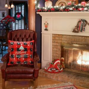 Christmas Pillow Covers 18×18 Inch Set of 4 Farmhouse Christmas Pillow Covers Christmas Pillow Cases for Sofa Couch Christmas Decorations Throw Pillow Covers