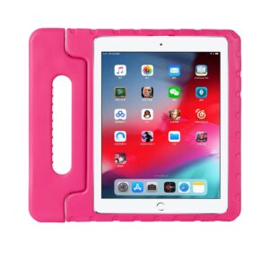 UUcovers Kids Case for Apple iPad Pro 12.9 inch 2022/2021/2020/2018 (6th/5th/4th/3rd Generation) with Pencil Holder/Rotating Kickstand Swivel Handle EVA Foam Shockproof Rugged Flip Stand Cover, Rose