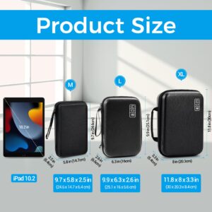 ProCase Hard Travel Electronic Organizer Case for MacBook Power Adapter Chargers Cables Power Bank Apple Magic Mouse Apple Pencil USB Flash Disk SD Card Small Portable Accessories Bag -L, Black