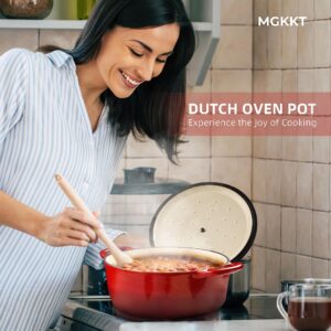 3QT Enamel Cast Iron Dutch Oven with Loop Handles, Covered Dutch Oven, Enamel Stockpot with Lid, Red