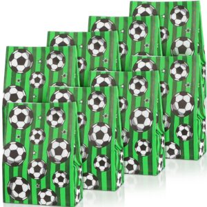 chrisfall soccer party favor bags, 30 pieces reusable paper candy bags, green soccer themed birthday party supplies