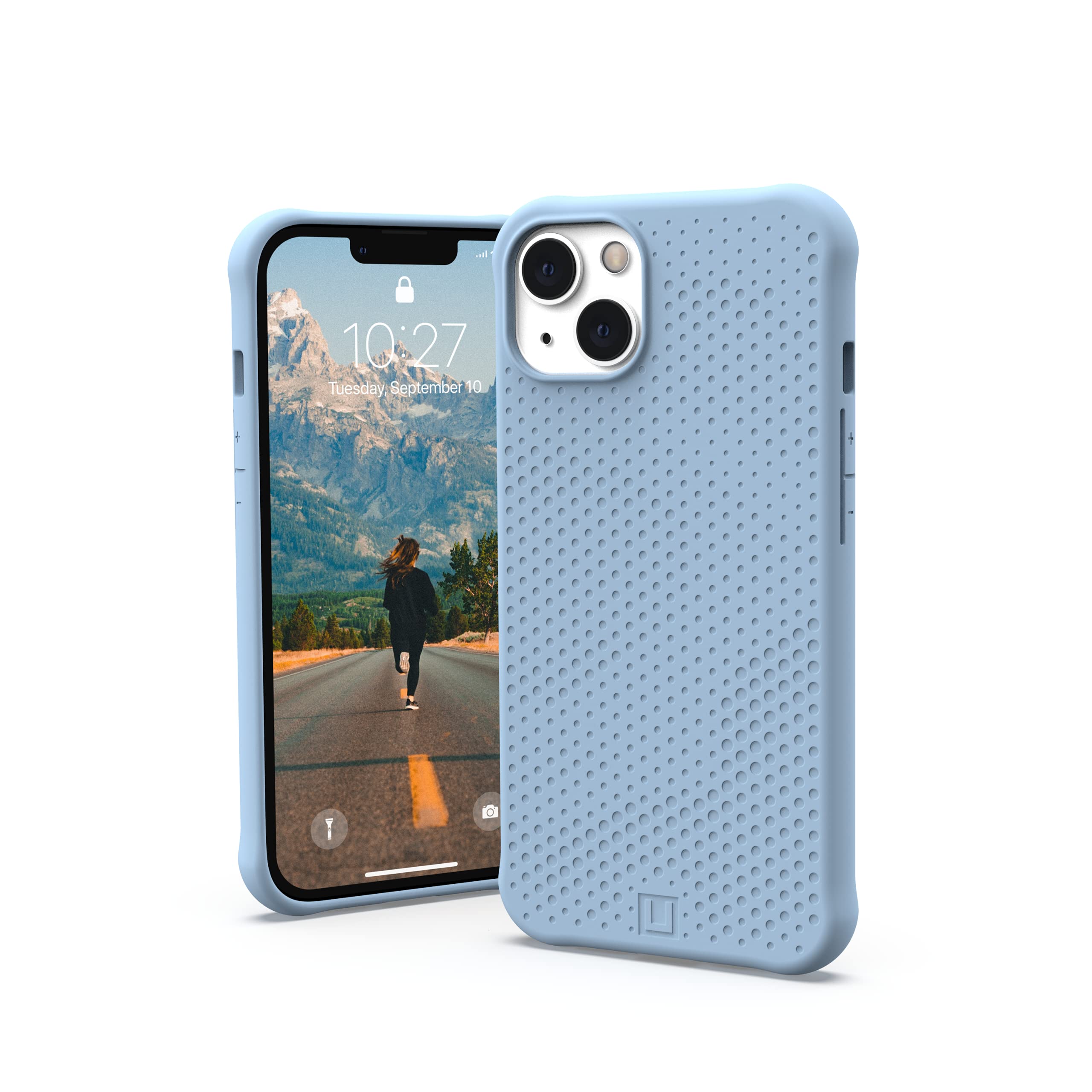 URBAN ARMOR GEAR [U by UAG Designed for iPhone 13 Case Blue Cerulean DOT Slim Fit Lightweight Stylish Pattern Impact Resistant Antimicrobial Protective Phone Cover, [6.1 inch Screen]