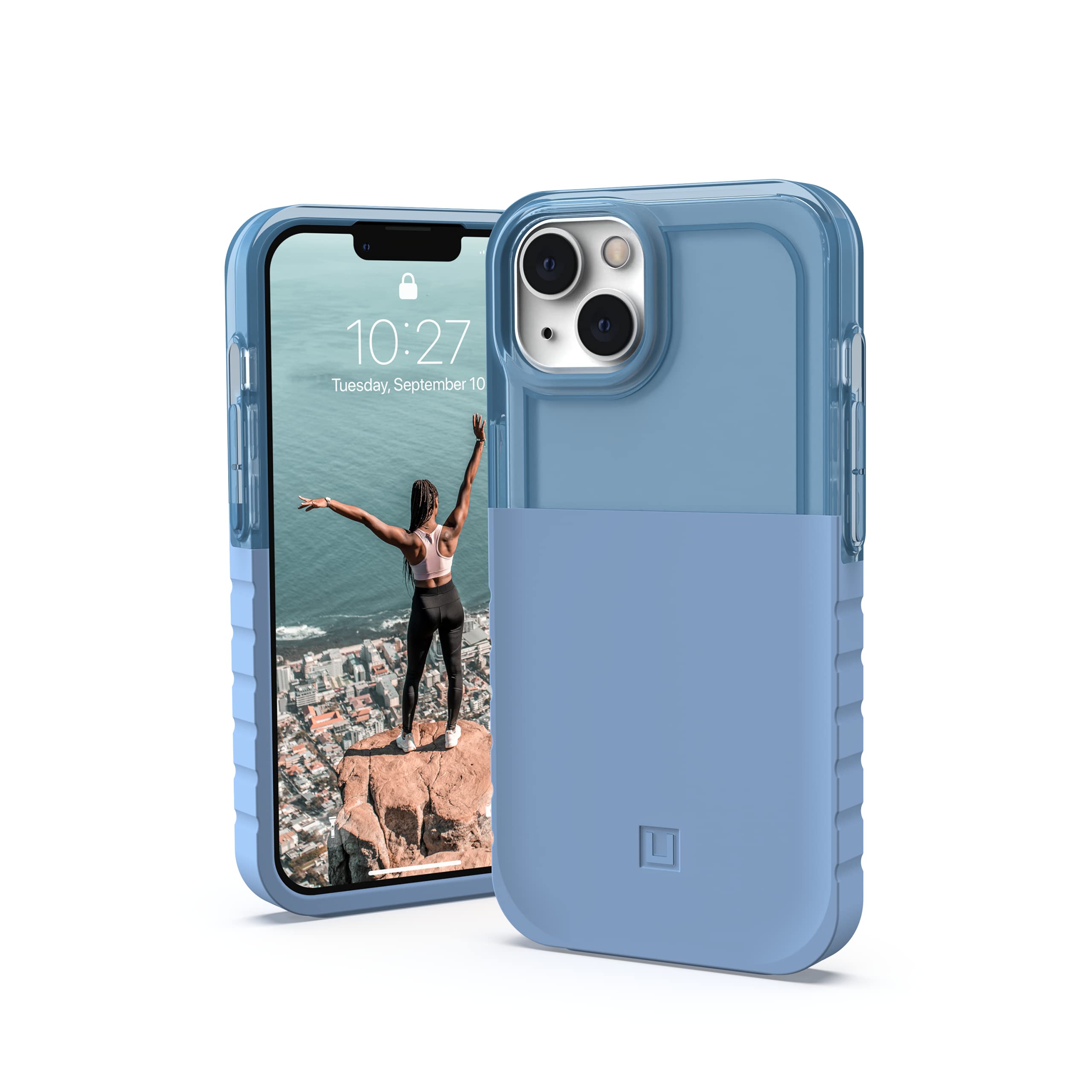 URBAN ARMOR GEAR [U by UAG Designed for iPhone 13 Case Blue Cerulean Dip Slim Lightweight Stylish Trendy Translucent Shock Absorbing Antimicrobial Modern Protective Phone Cover, [6.1 inch Screen]