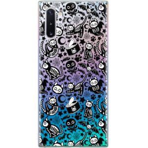 TPU Phone Case Compatible with Samsung A72 A71 5G A70 A51 A50 A32 A21 A11 A12 A13 A14 A01 Flexible Paws Spooky Cats Soft Silicone Bones Skeletons Durable Black Cute Shockproof Protective