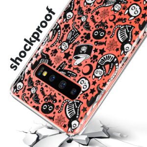 TPU Phone Case Compatible with Samsung A72 A71 5G A70 A51 A50 A32 A21 A11 A12 A13 A14 A01 Flexible Paws Spooky Cats Soft Silicone Bones Skeletons Durable Black Cute Shockproof Protective