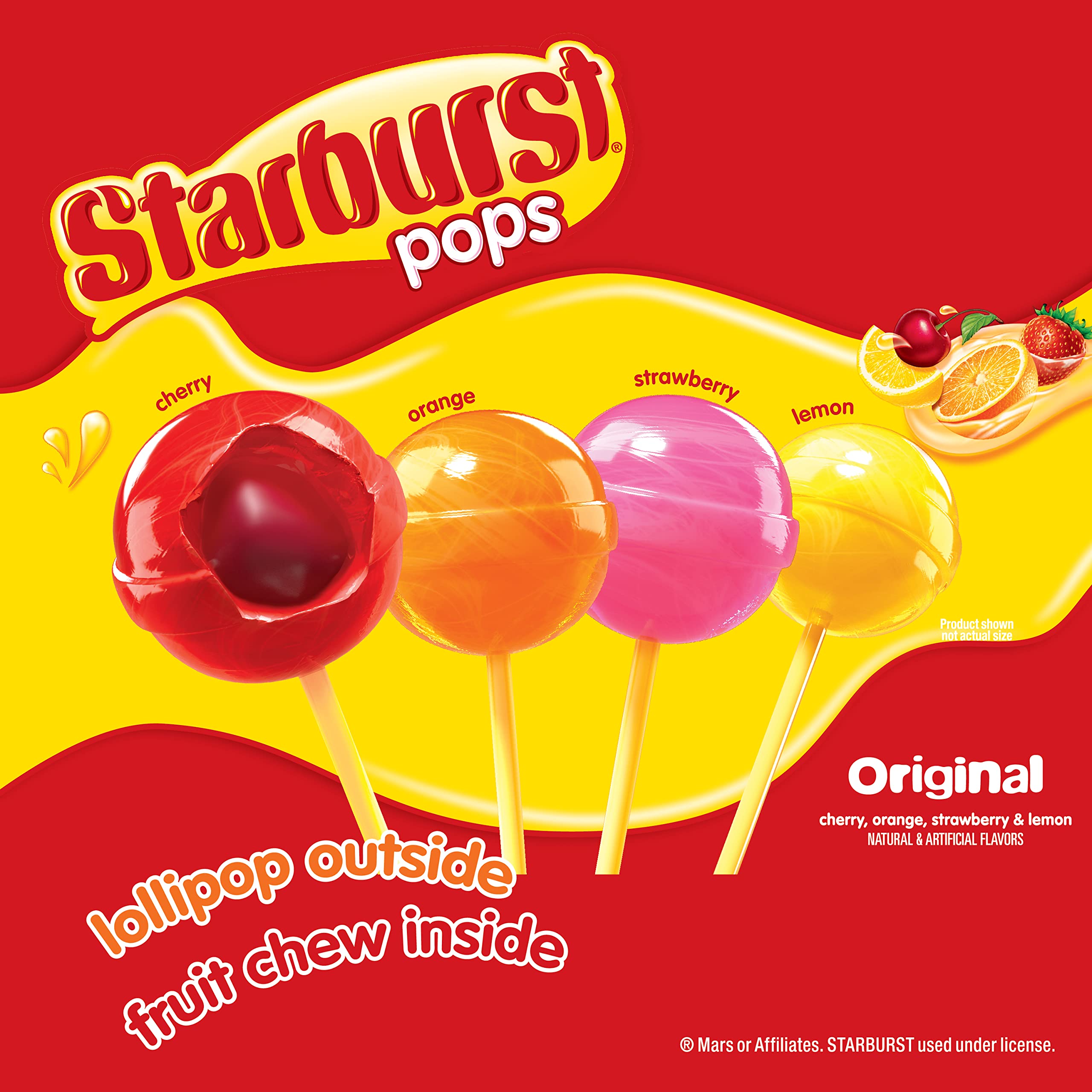 Spangler Candy Starburst Filled Lollipops 7.6 Oz Bag - 2 pack, Pink, Yellow, Orange, Red, 7.6 Ounce (Pack of 2)