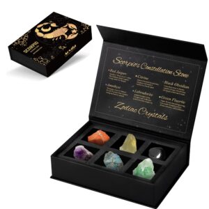 scorpio crystals gift set, zodiac signs healing crystals birthstones with horoscope box set scorpio astrology crystals healing stones gifts