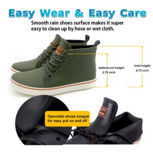 Qiucdzi Rain Boots for Women, Waterproof Rubber Garden Boots Anti-Slip Ankle Rain Boots Lace Up Deck boots for Muck Mud Working Outdoor