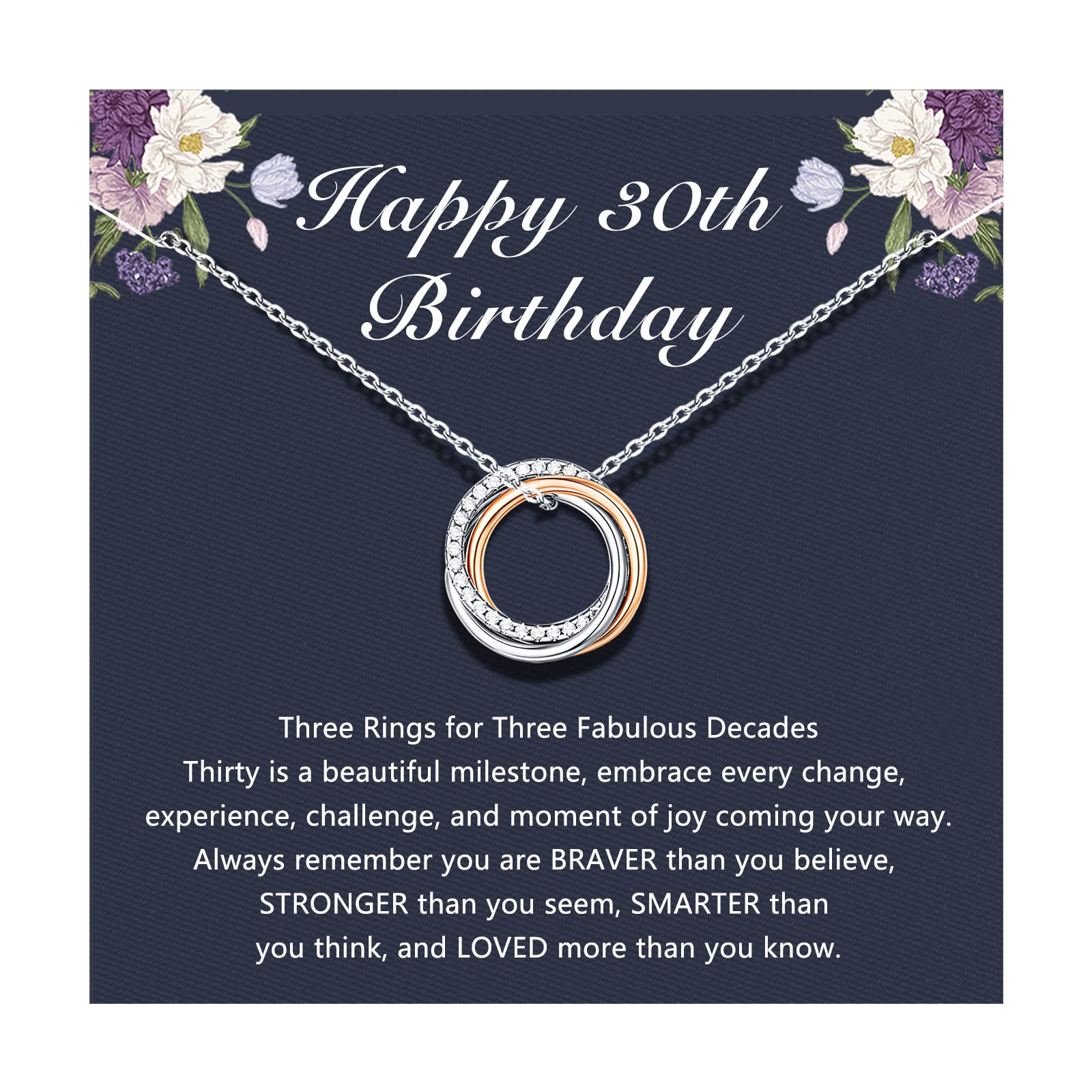 UNGENT THEM 30th Birthday Decorations Gifts for Women Her, 30 Year Old Birthday Gifts for Woman Female, 3 Decades 30th Happy Birthday Necklace