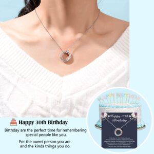 UNGENT THEM 30th Birthday Decorations Gifts for Women Her, 30 Year Old Birthday Gifts for Woman Female, 3 Decades 30th Happy Birthday Necklace