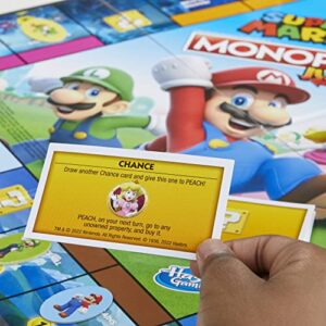 Monopoly Junior Super Mario Edition Board Game, Fun Kids' Ages 5 and Up, Explore The Mushroom Kingdom as Mario, Peach, Yoshi, or Luigi (Amazon Exclusive)