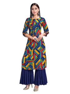 indian kurti for womens with palazzo | rayon printed sarara style kurta kurtis tunic for women