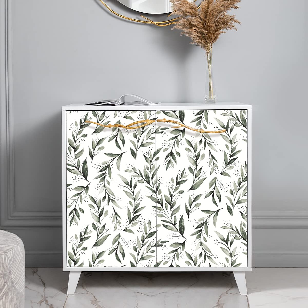 Erfoni Dark Green Leaf Wallpaper Peel and Stick Wallpaper 17.7in x 118.1in Removable Contact Paper Leaves Plant Self Adhesive Wallpaper Bathroom Vinyl