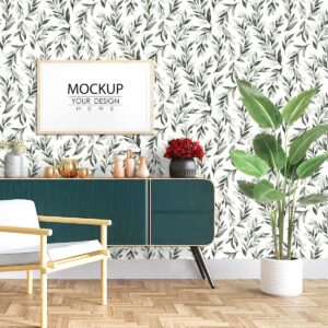 Erfoni Dark Green Leaf Wallpaper Peel and Stick Wallpaper 17.7in x 118.1in Removable Contact Paper Leaves Plant Self Adhesive Wallpaper Bathroom Vinyl