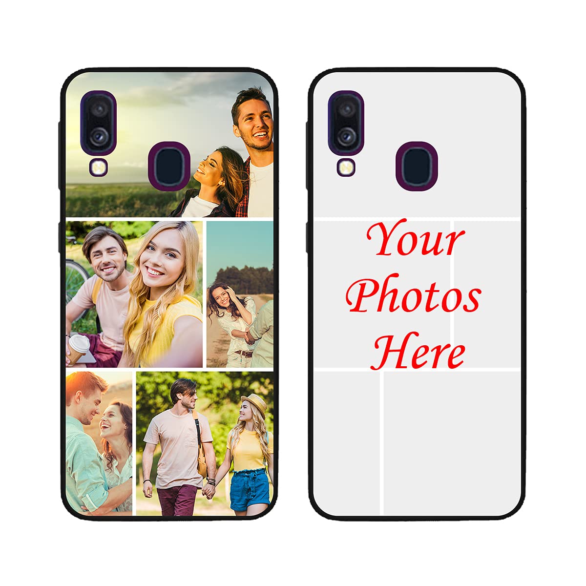 Custom Phone Case for Samsung Galaxy A40, Multi-Photo case Anti-Scratch TPU Case Thin Case Soft Protective Case Personalized Customized Case Anniversary Xmas Birthday Present, Black