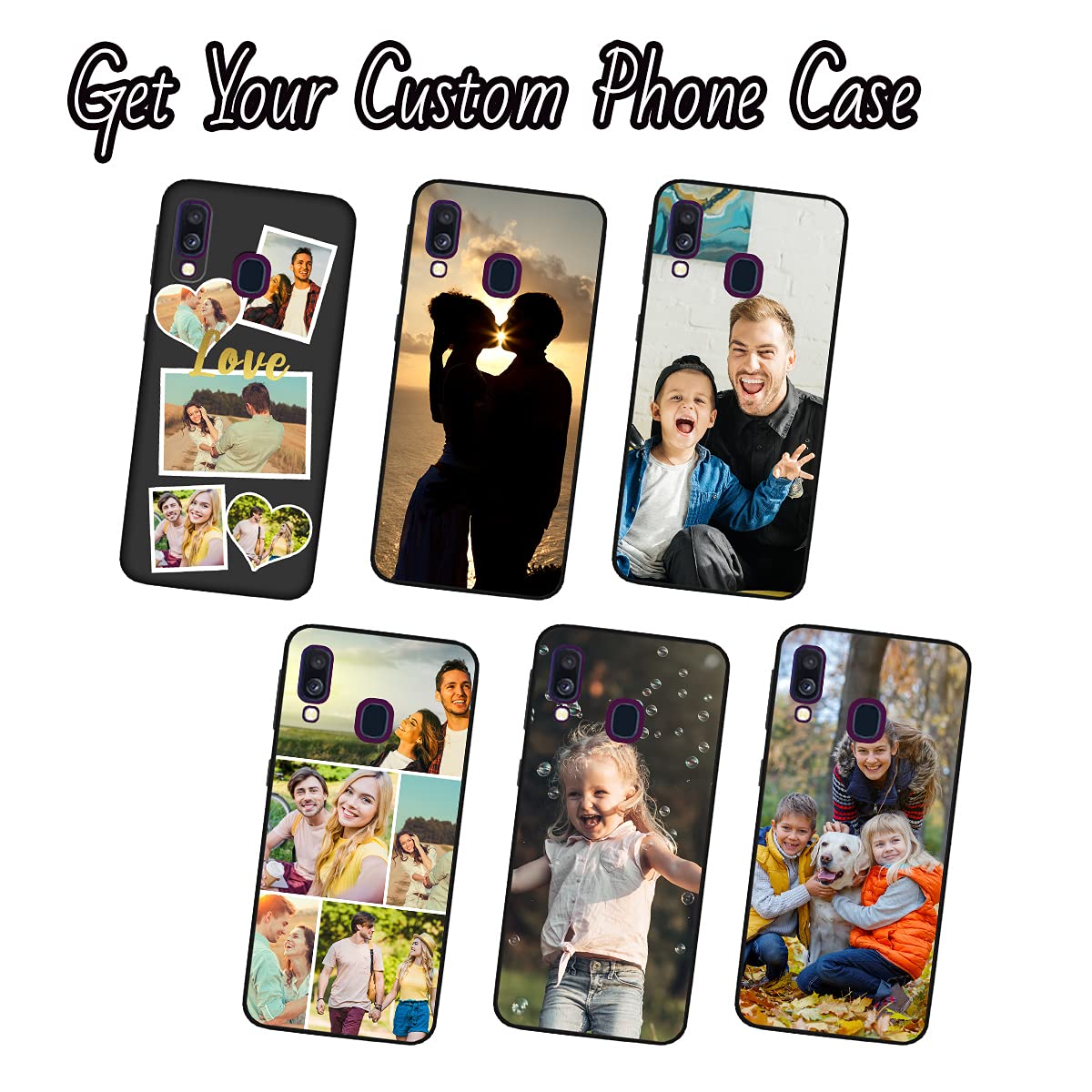 Custom Phone Case for Samsung Galaxy A40, Multi-Photo case Anti-Scratch TPU Case Thin Case Soft Protective Case Personalized Customized Case Anniversary Xmas Birthday Present, Black