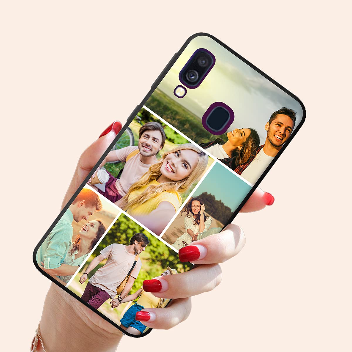 Custom Phone Case for Samsung Galaxy A40, Multi-Photo case Anti-Scratch TPU Case Thin Case Soft Protective Case Personalized Customized Case Anniversary Xmas Birthday Present, Black