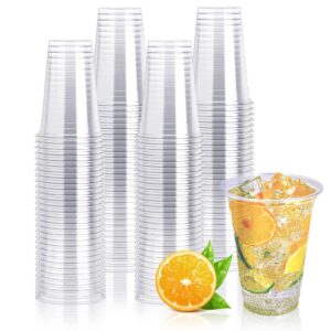 Lilymicky [200 Pack -10 oz] Clear Plastic Cups, PET Disposable Drinking Cups, Wine Party Cups, Perfect for Birthday Parties, Weddings, Christmas Day